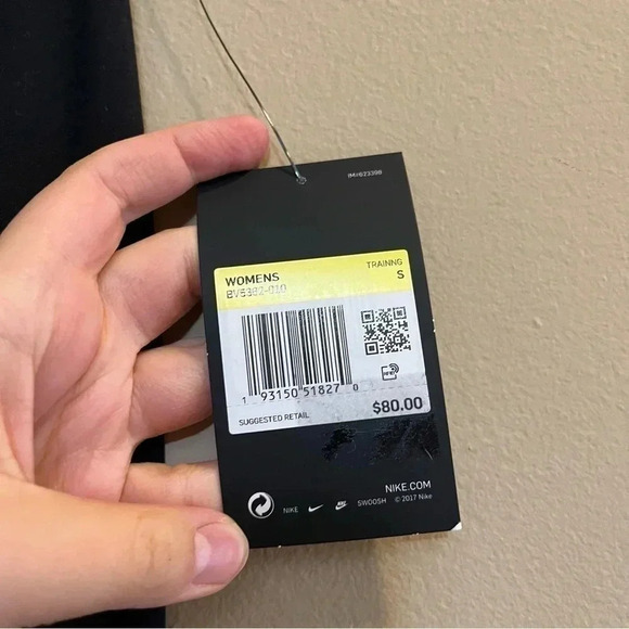 Nike Dri-Fit NWT Women's Black Gold White Icon Striped Training Tights Leggings - Picture 5 of 11